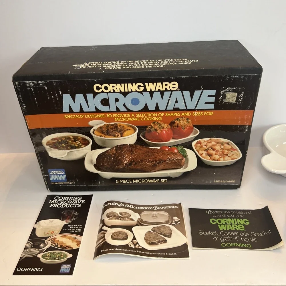 Vintage Corning Ware MW-116 Grab-It P-150-B Sidekick P-140-B 4pc Set USA READ